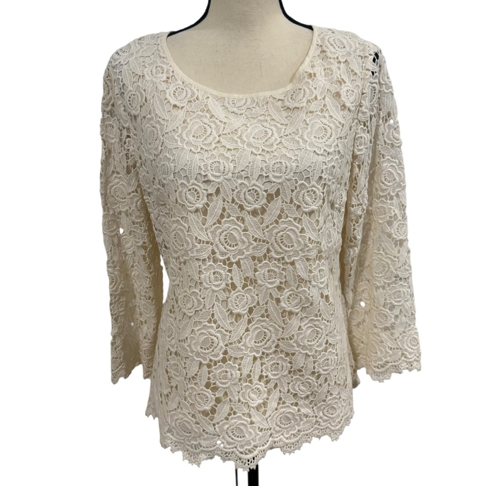 Talbots Cream Lace Top Size 12